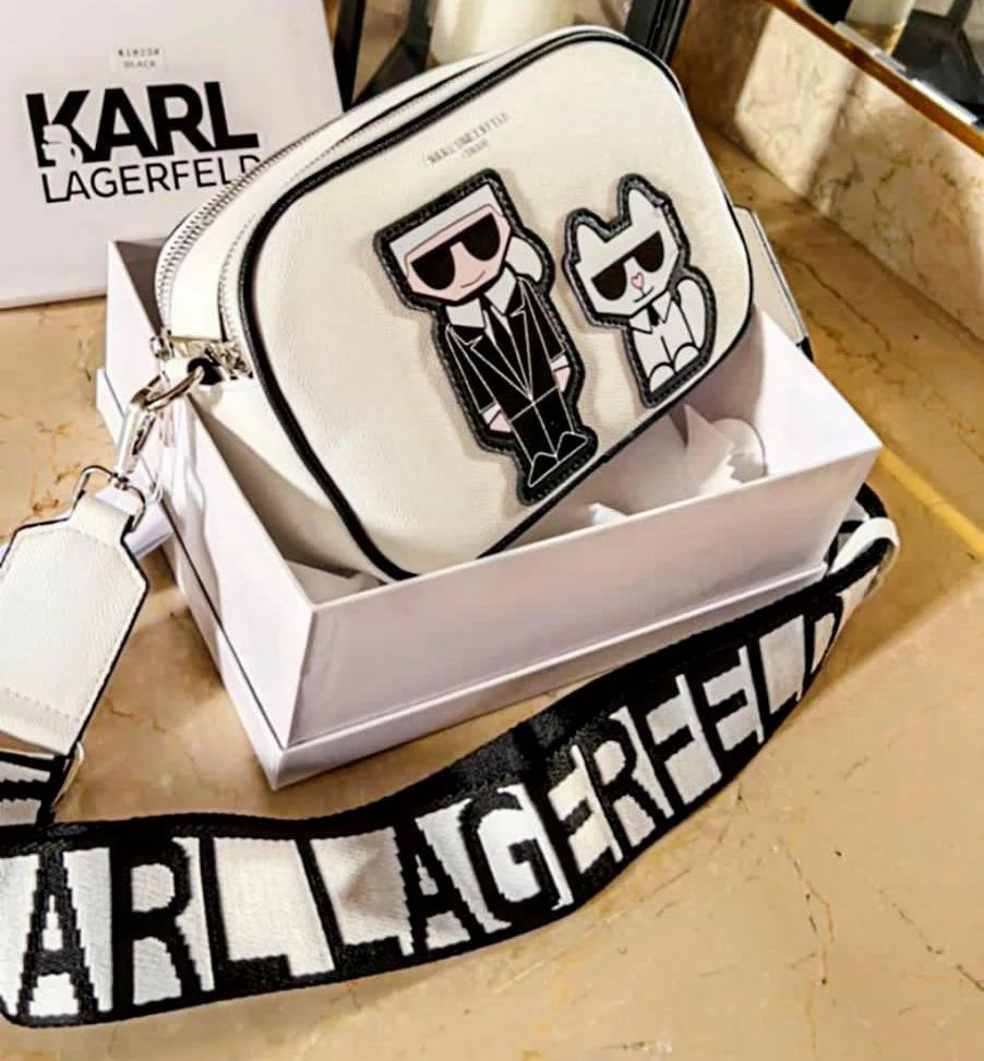 Karl Lagerfeld K-Ikonik Camera Crossbody Bag With OG Box & Dust Bag (White) KB016